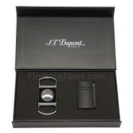 S.T. Dupont MaxiJet Lighter and Lacquer Cigar Cutter Set - Matte Black
