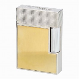 S.T. Dupont Ligne 2 Small Lighter, Platinum and Brushed Gold, Perfect Cling - C18601