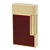 S.T. Dupont Ligne 2 Guilloche Lighter, Red Lacquer & Gold - C16616