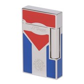 S.T. Dupont Cigar Club Ligne 2 Cuba Lighter, Blue & Red Lacquer